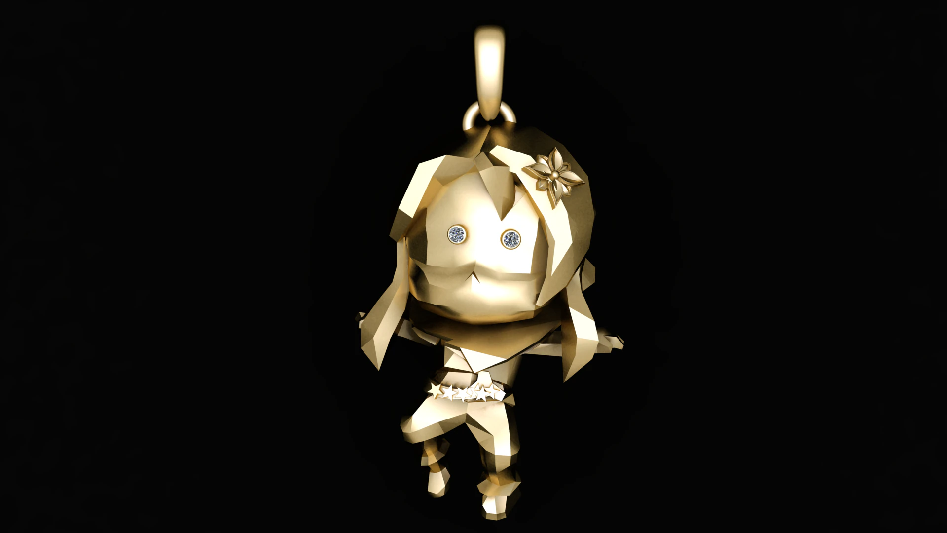 Geometric girl pendant 3D Print Model .c4d .max .obj .3ds .fbx .stl .blend