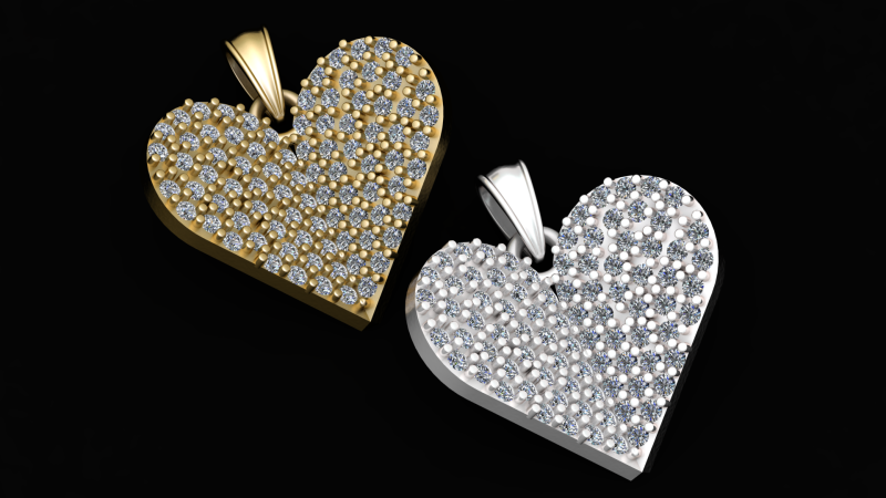 Diamond heart pendant 3D Baskı Modeli .c4d .max .obj .3ds .fbx .stl .blend