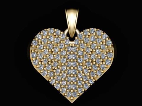 Diamond heart pendant 3D Print Model
