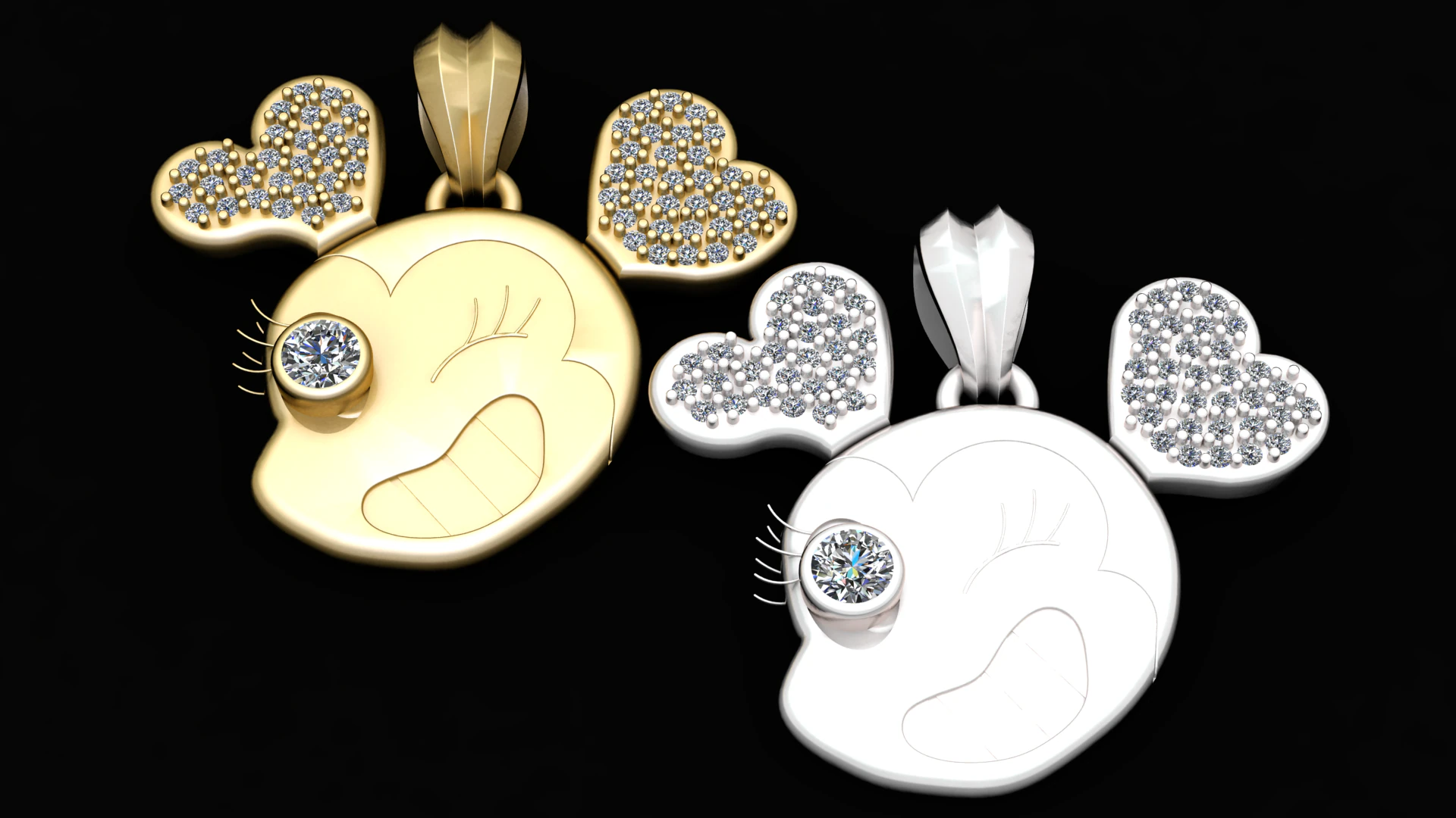Winking emoji pendant 3D Print Model .c4d .max .obj .3ds .fbx .stl .blend 
