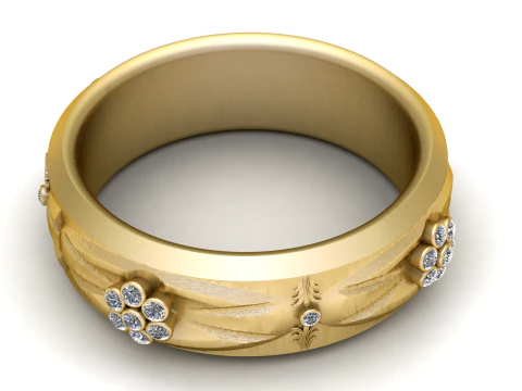 Diamond floral ring 3D Print Model