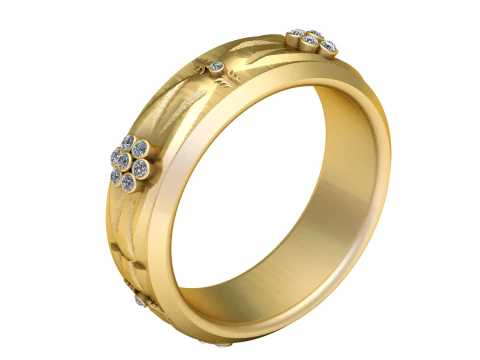 Diamond floral ring 3D Print Model