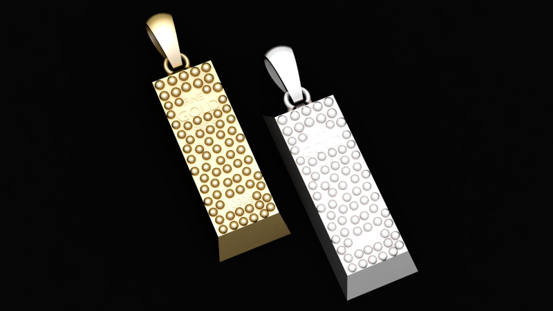 Gold bar pendant 3D Print Model .c4d .max .obj .3ds .fbx .stl .blend 