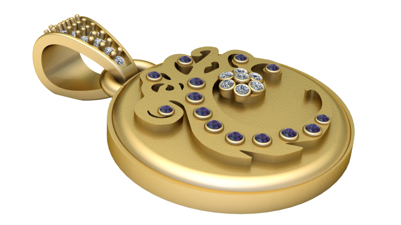 Gold pendant diamond jewelry PENDANT Modelo de Impressão 3D .c4d .max .obj .3ds .fbx .stl .blend
