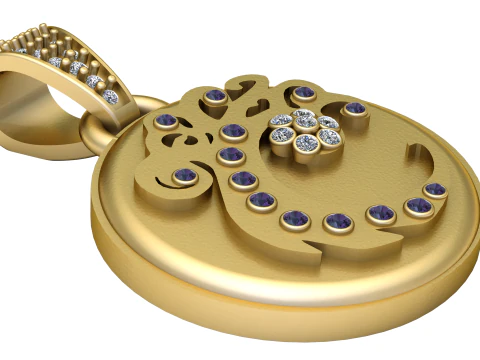 Liontin emas perhiasan berlian PENDANT Model Cetak 3D