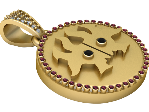 Twin Lion Pendant 3D Print Model