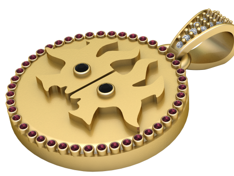 Twin Lion Pendant Modello di stampa 3D
