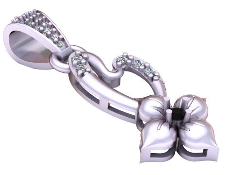 Elegant Floral Gold Pendant 3D Print Model