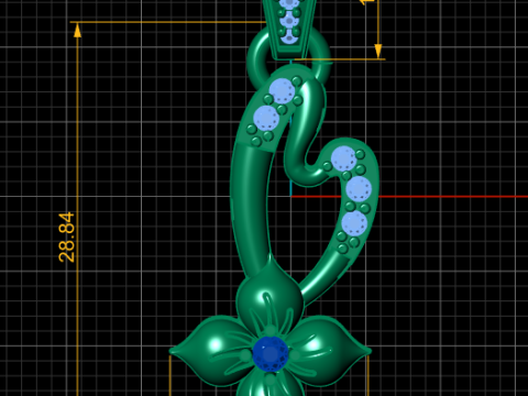 Elegant Floral Gold Pendant 3D Print Model