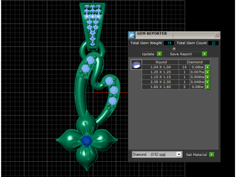 Elegant Floral Gold Pendant 3D Print Model
