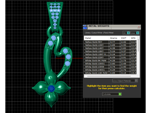 Elegant Floral Gold Pendant 3D Print Model