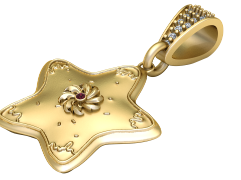 Star gold pendant 3D Print Model