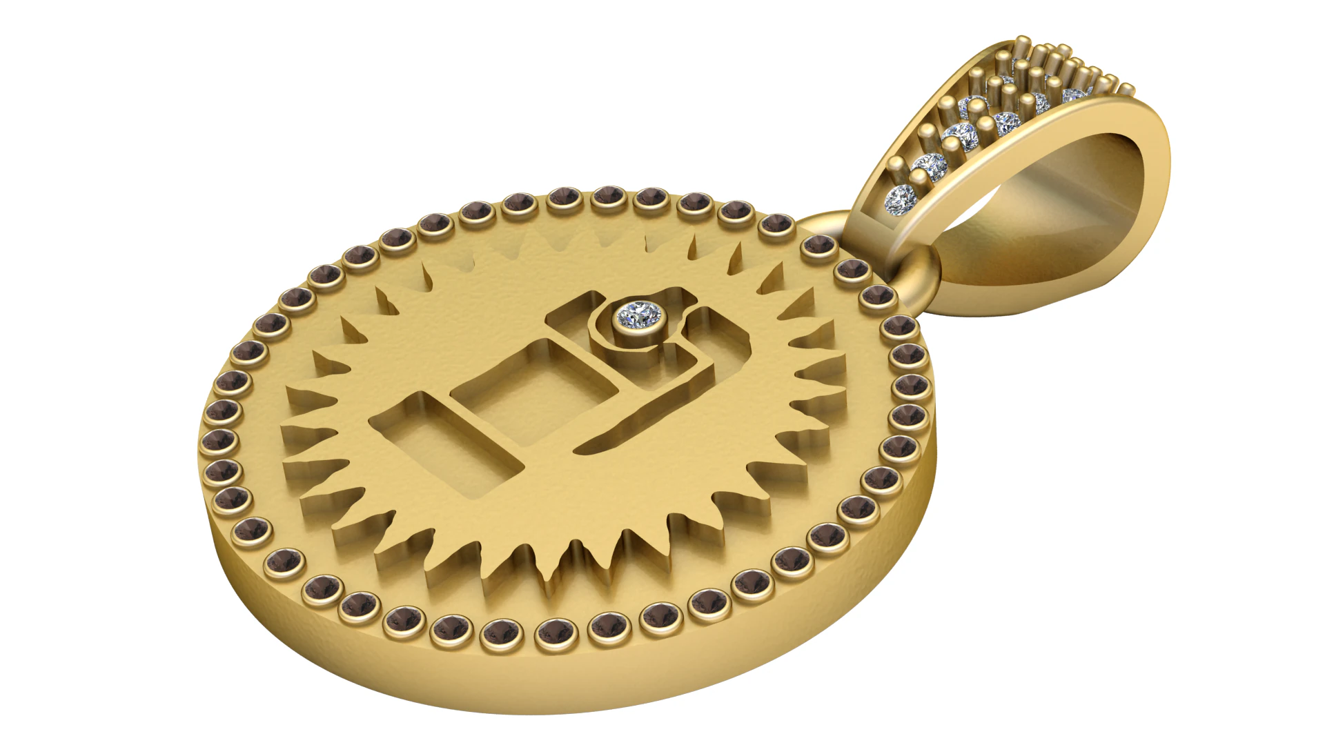 엔진 골드 펜던트 3D 프린트 모델 .c4d .max .obj .3ds .fbx .stl .blend 