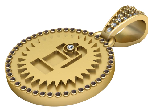 엔진 골드 펜던트 3D 프린트 모델