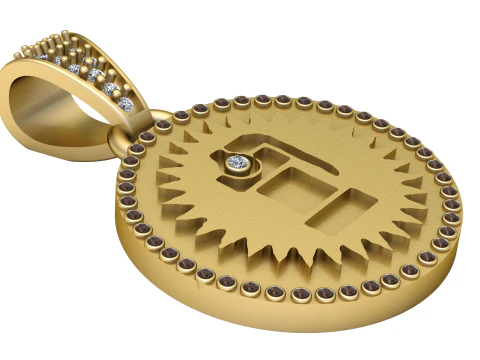 엔진 골드 펜던트 3D 프린트 모델