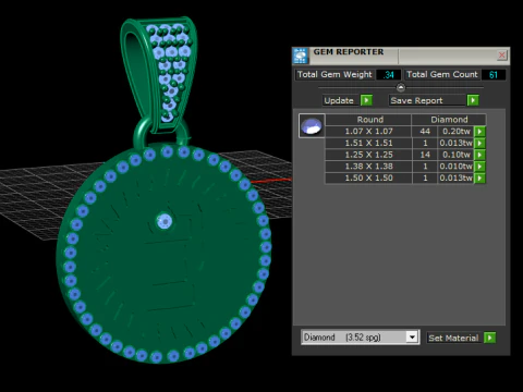 엔진 골드 펜던트 3D 프린트 모델