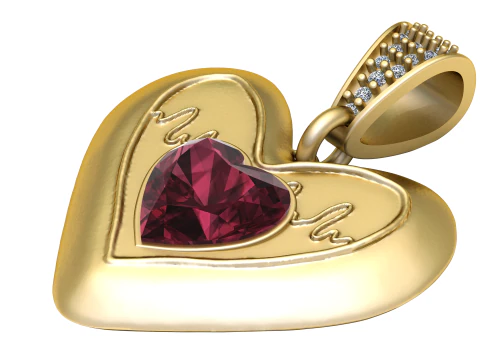 하트 골드 펜던트 3D 프린트 모델