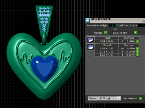 HEART GOLD PENDANT 3Dプリントモデル