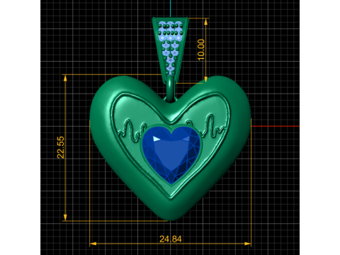 HEART GOLD PENDANT 3Dプリントモデル