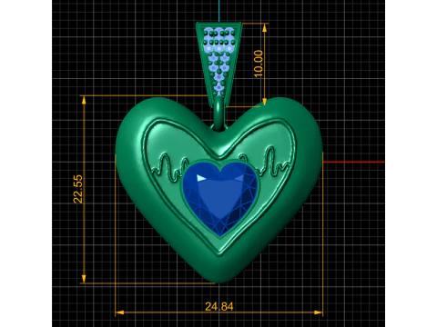 HEART GOLD PENDANT 3D Print Model