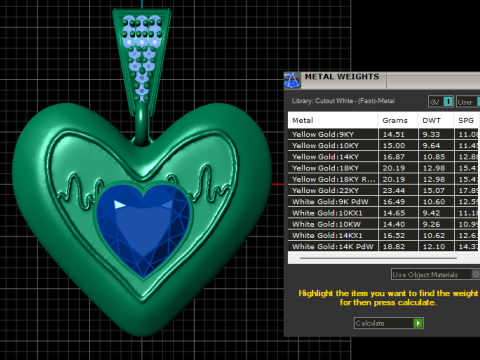 HEART GOLD PENDANT 3Dプリントモデル