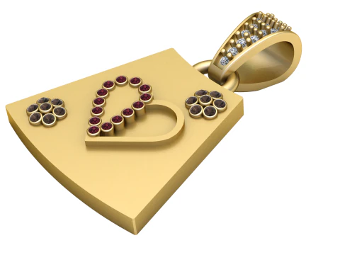 HEART AND LEAVES PENDANT 3D Print Model