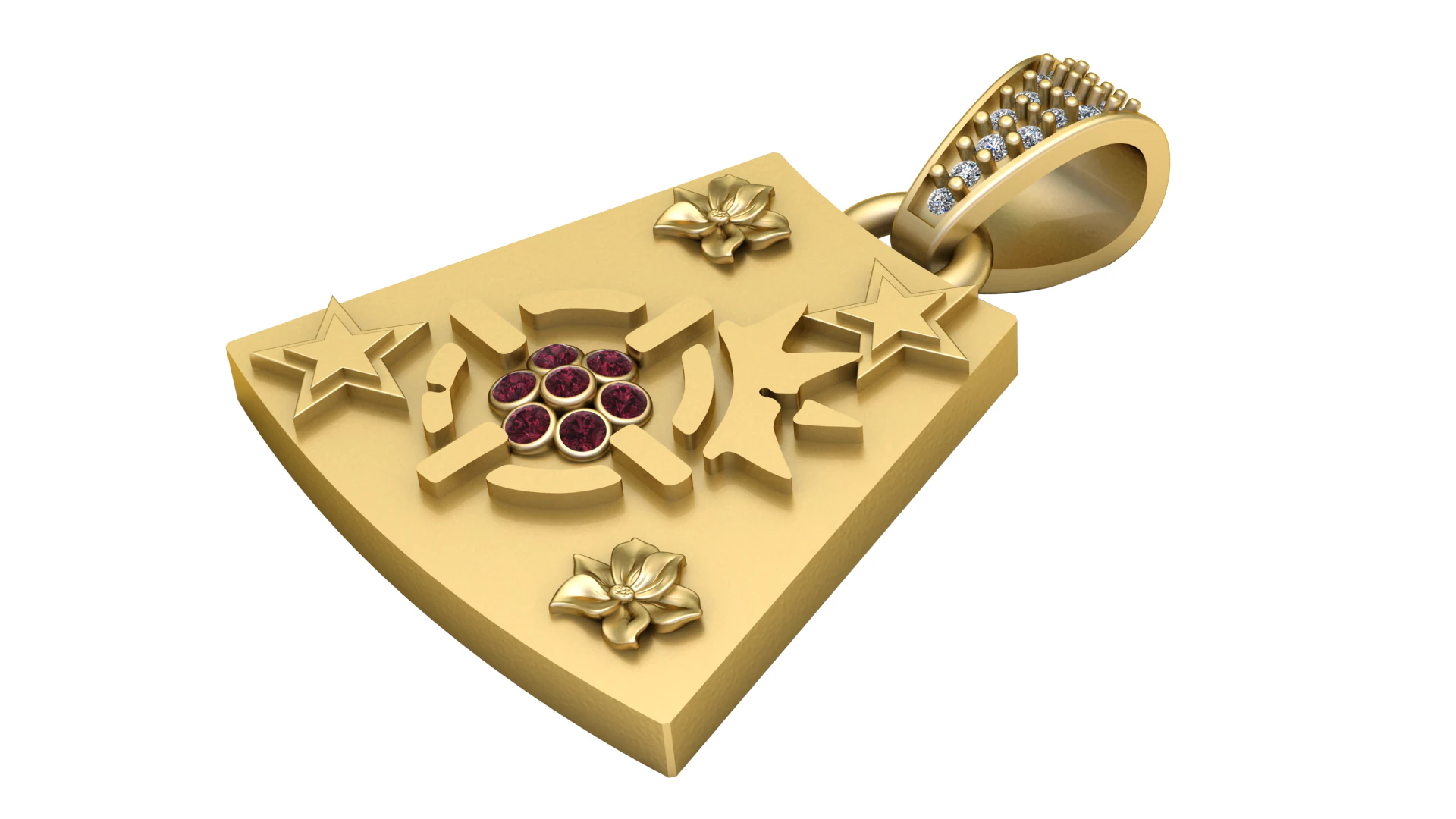 RUBY GOLD PENDANT 3D Print Model .c4d .max .obj .3ds .fbx .stl .blend 