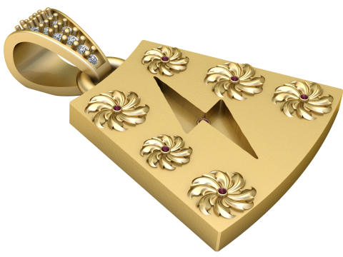 3D jewelry design gold pendant 3D 打印模型