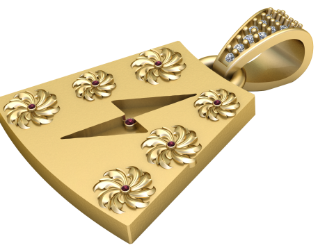 3D jewelry design gold pendant 3D 打印模型