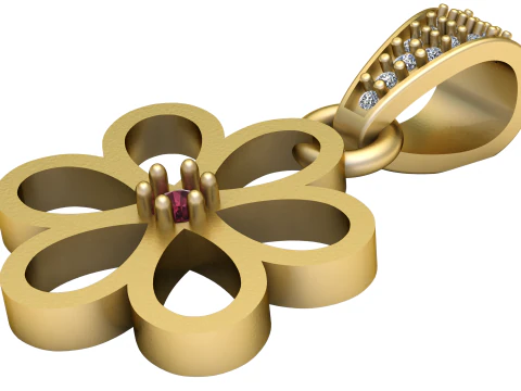 Élégant pendentif en or 3D Modèles 3D en vedette