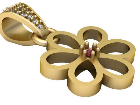 Elegant 3D gold pendant Model Cetak 3D