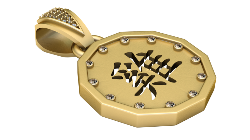 Stunning octagonal gold pendant 3Dプリントモデル .c4d .max .obj .3ds .fbx .stl .blend