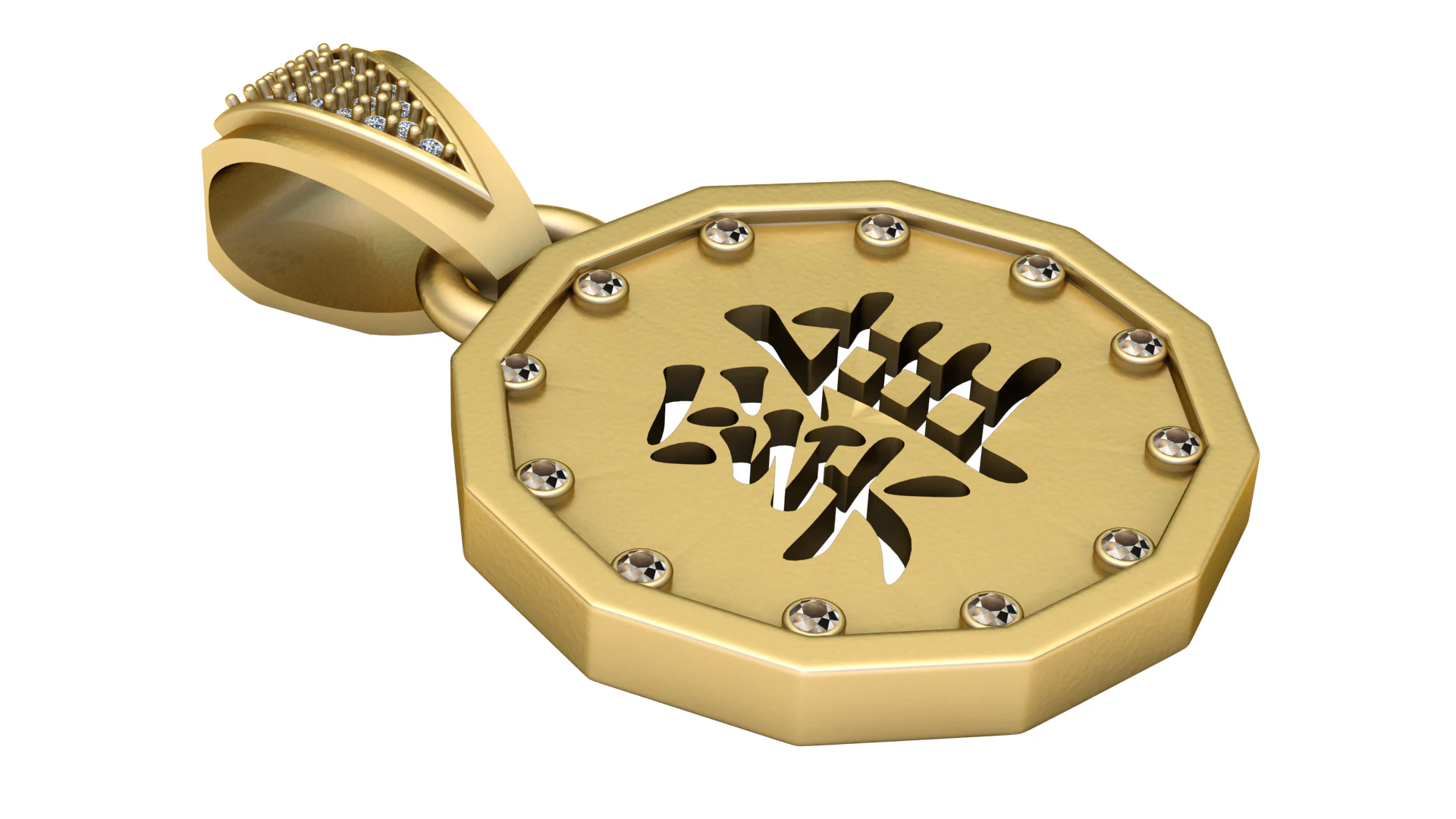 Stunning octagonal gold pendant 3D Print Model .c4d .max .obj .3ds .fbx .stl .blend 