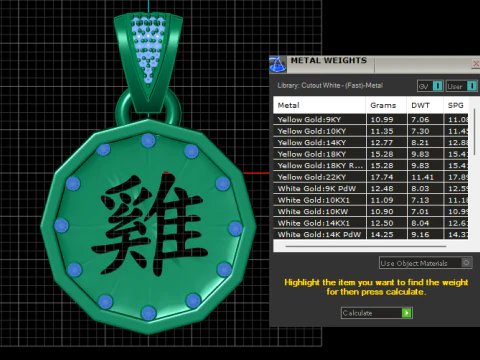 Stunning octagonal gold pendant 3D Print Model