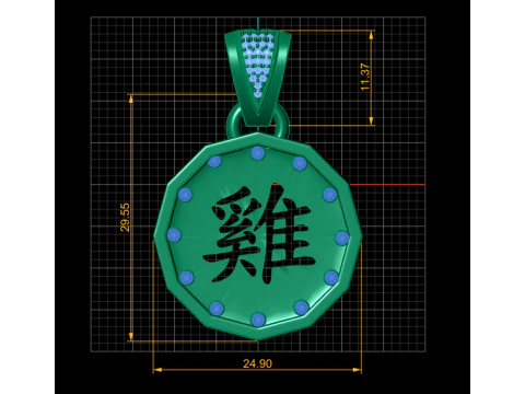 Stunning octagonal gold pendant 3D Print Model