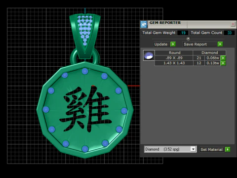 Stunning octagonal gold pendant 3D Print Model