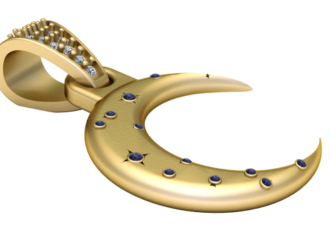 Elegant crescent moon pendant Modello di stampa 3D