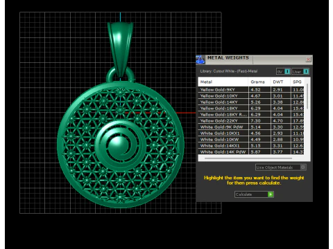 Round diamond pendant 3D Print Model