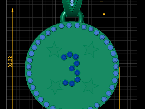 3 ROUND GOLD PENDANT 3D Print Model