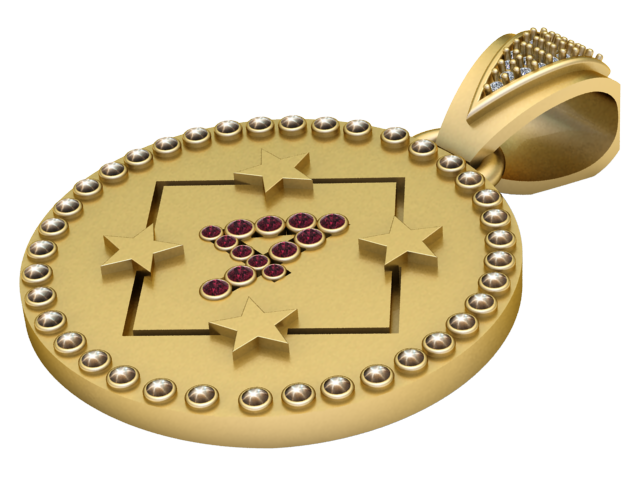 4 ラウンド ゴールド ペンダント 3Dプリントモデル .c4d .max .obj .3ds .fbx .stl .blend 