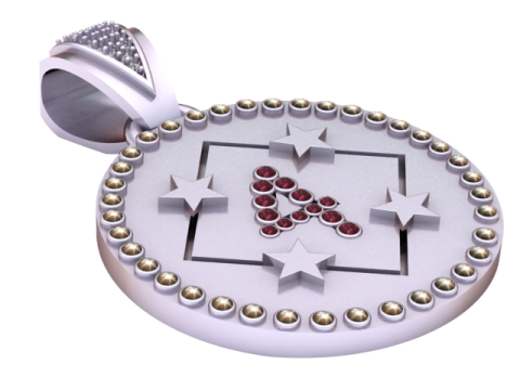 4 ラウンド ゴールド ペンダント 3Dプリントモデル