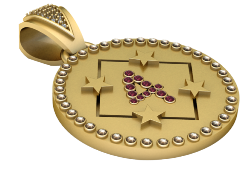 4 ラウンド ゴールド ペンダント 3Dプリントモデル