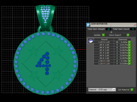 4 ラウンド ゴールド ペンダント 3Dプリントモデル