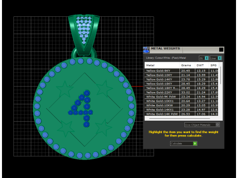 4 ラウンド ゴールド ペンダント 3Dプリントモデル