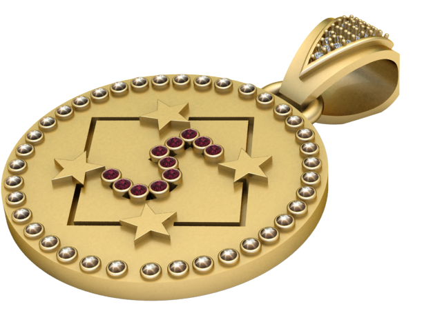 5 ROUND GOLD PENDANT Modelo de impresión 3D .c4d .max .obj .3ds .fbx .stl .blend 