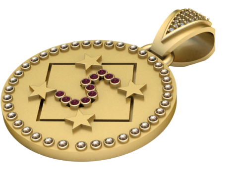 5 ROUND GOLD PENDANT 3D Baskı Modeli