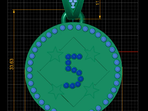 5 ROUND GOLD PENDANT 3D Print Model