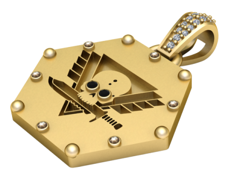 SKULL SQUAR 3D FACES PENDANT Model do druku 3D
