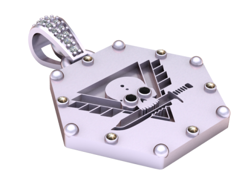 SKULL SQUAR 3D FACES PENDANT Model do druku 3D