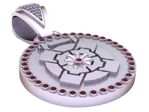 ROUND FLOWER PENDANT 3D Print Model